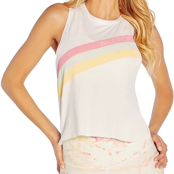 Wildfox | Sunny Muscle Tank | White Rainbow | Medium - Picture 1 of 7